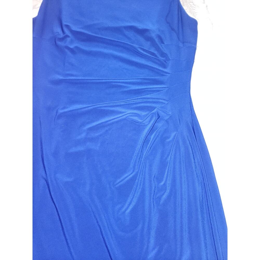 Anne Klein Royal Blue Draped Ruched Lined Midi Dress SZ 8